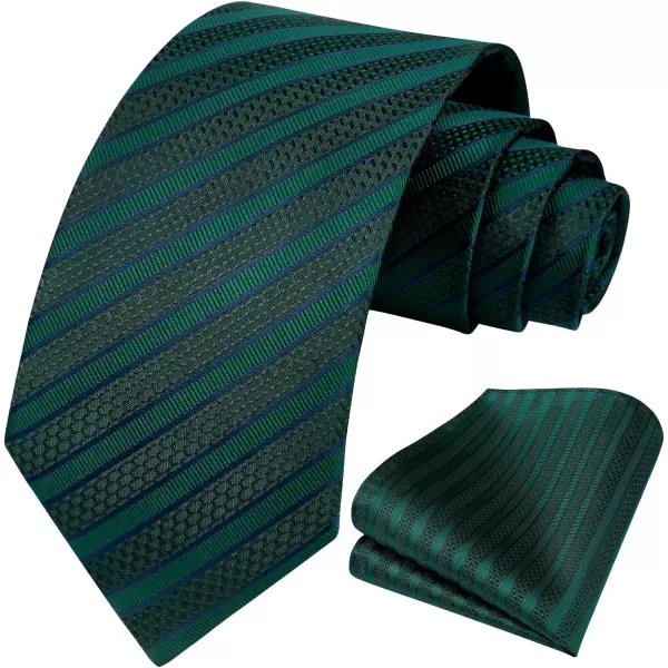 HISDERN Mens Tie Striped Ties and Handkerchief Set Business Formal Woven Pocket Square Wedding College Stripe Necktie