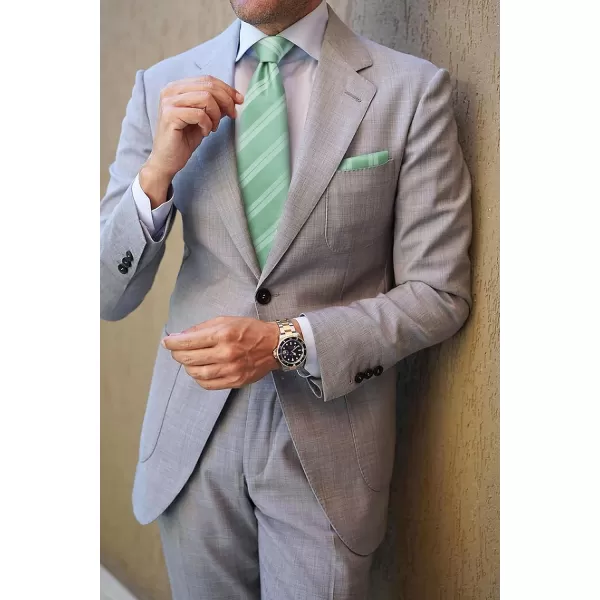 HISDERN Mens Tie Striped Ties and Handkerchief Set Business Formal Woven Pocket Square Wedding College Stripe Necktie