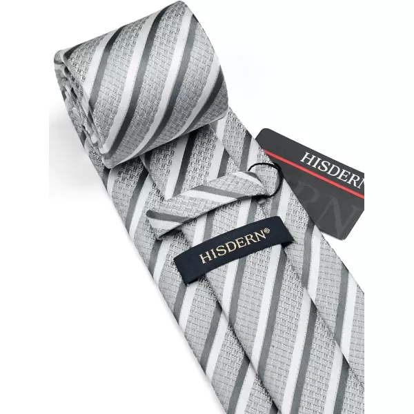 HISDERN Mens Tie Striped Ties and Handkerchief Set Business Formal Woven Pocket Square Wedding College Stripe Necktie