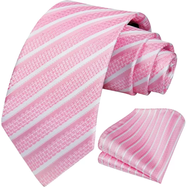 HISDERN Mens Tie Striped Ties and Handkerchief Set Business Formal Woven Pocket Square Wedding College Stripe Necktie