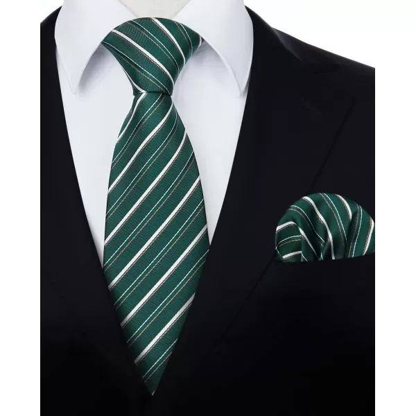 HISDERN Mens Tie Striped Ties and Handkerchief Set Business Formal Woven Pocket Square Wedding College Stripe Necktie