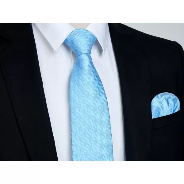 HISDERN Mens Tie Striped Ties and Handkerchief Set Business Formal Woven Pocket Square Wedding College Stripe Necktie