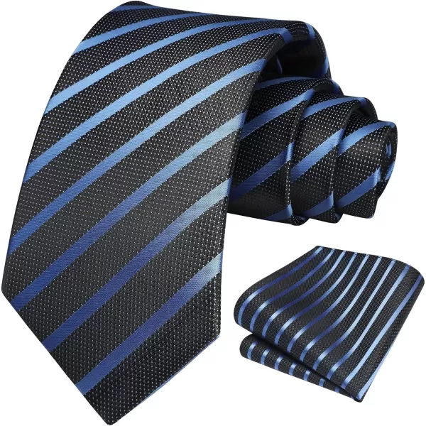 HISDERN Mens Tie Striped Ties and Handkerchief Set Business Formal Woven Pocket Square Wedding College Stripe Necktie
