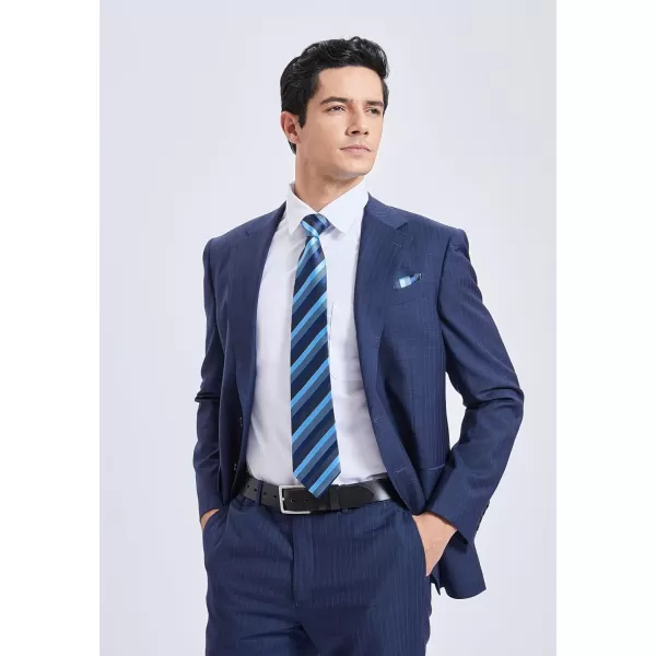 HISDERN Mens Tie Striped Ties and Handkerchief Set Business Formal Woven Pocket Square Wedding College Stripe Necktie