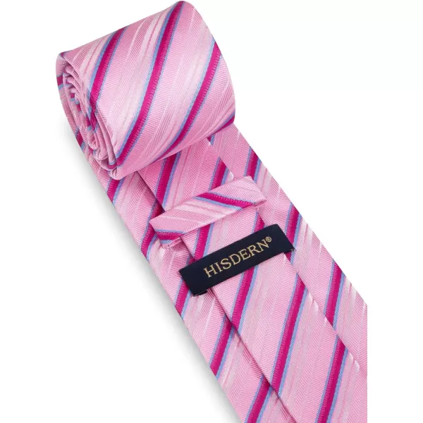 HISDERN Mens Tie Striped Ties and Handkerchief Set Business Formal Woven Pocket Square Wedding College Stripe Necktie