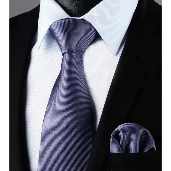 HISDERN Mens Ties Handkerchief Solid Color Ties for Men Necktie with Pocket Square Set for Classic Wedding