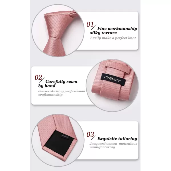 HISDERN Mens Ties Handkerchief Solid Color Ties for Men Necktie with Pocket Square Set for Classic Wedding