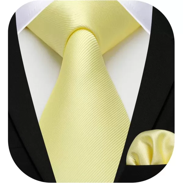 HISDERN Mens Ties Handkerchief Solid Color Ties for Men Necktie with Pocket Square Set for Classic Wedding