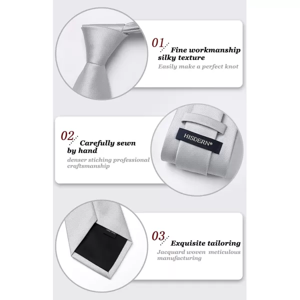 HISDERN Mens Ties Handkerchief Solid Color Ties for Men Necktie with Pocket Square Set for Classic Wedding