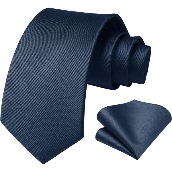HISDERN Mens Ties Handkerchief Solid Color Ties for Men Necktie with Pocket Square Set for Classic Wedding