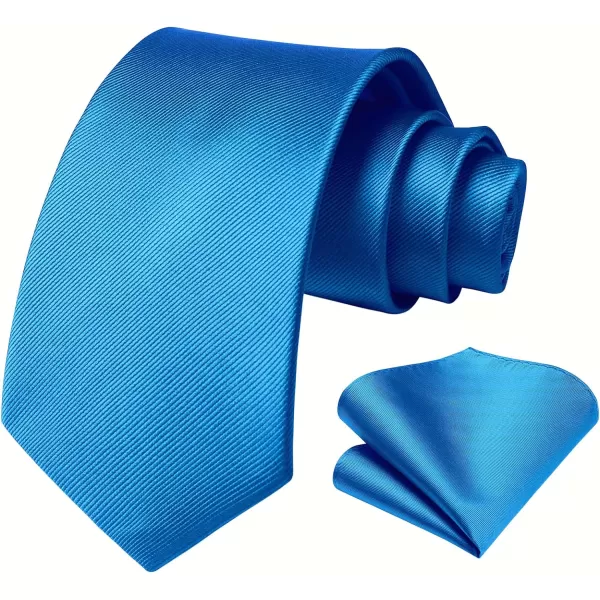 HISDERN Mens Ties Handkerchief Solid Color Ties for Men Necktie with Pocket Square Set for Classic Wedding