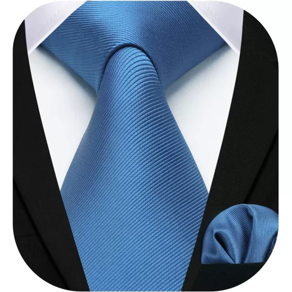 HISDERN Mens Ties Handkerchief Solid Color Ties for Men Necktie with Pocket Square Set for Classic Wedding