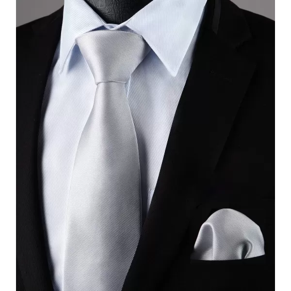HISDERN Mens Ties Handkerchief Solid Color Ties for Men Necktie with Pocket Square Set for Classic Wedding