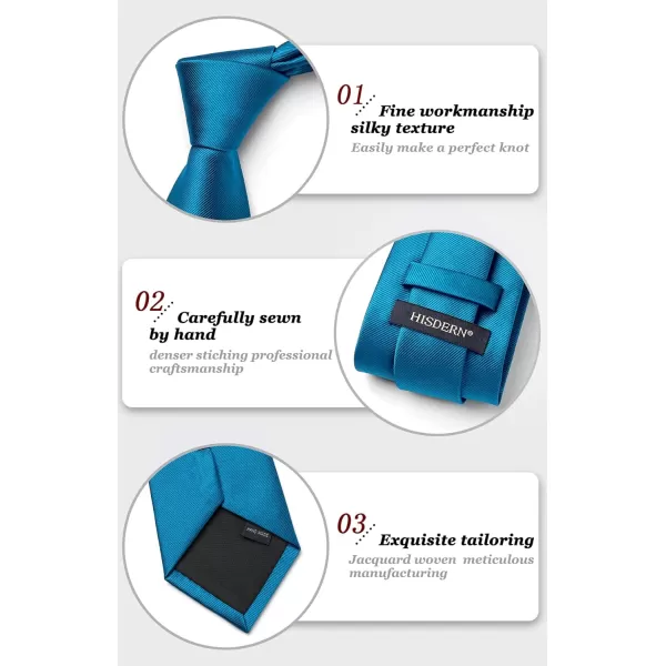 HISDERN Mens Ties Handkerchief Solid Color Ties for Men Necktie with Pocket Square Set for Classic Wedding