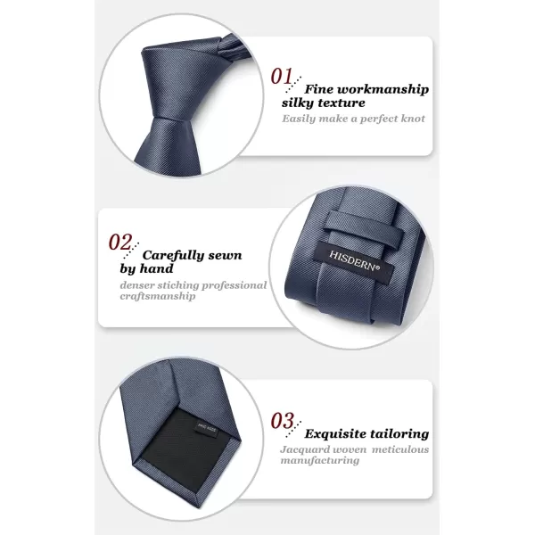 HISDERN Mens Ties Handkerchief Solid Color Ties for Men Necktie with Pocket Square Set for Classic Wedding