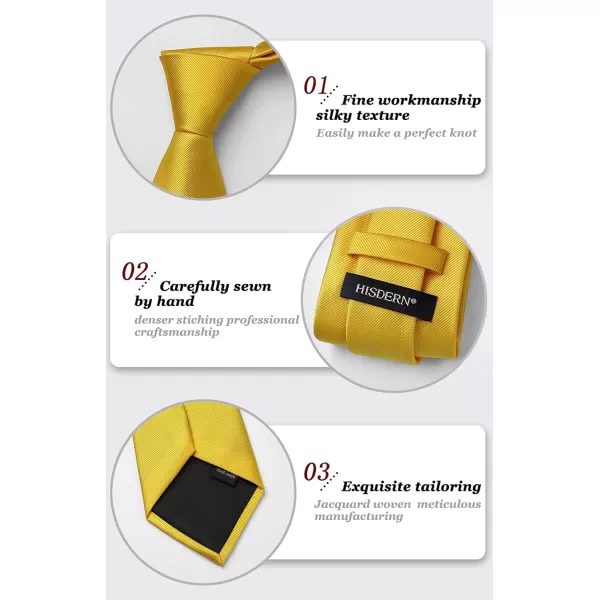 HISDERN Mens Ties Handkerchief Solid Color Ties for Men Necktie with Pocket Square Set for Classic Wedding