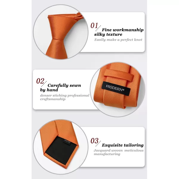 HISDERN Mens Ties Handkerchief Solid Color Ties for Men Necktie with Pocket Square Set for Classic Wedding