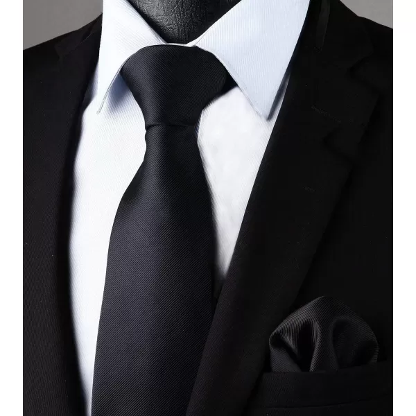 HISDERN Mens Ties Handkerchief Solid Color Ties for Men Necktie with Pocket Square Set for Classic Wedding