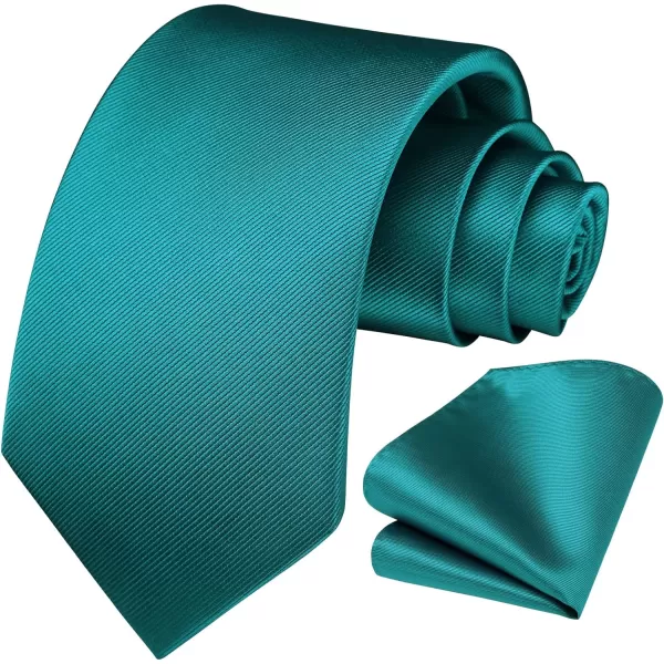 HISDERN Mens Ties Handkerchief Solid Color Ties for Men Necktie with Pocket Square Set for Classic Wedding