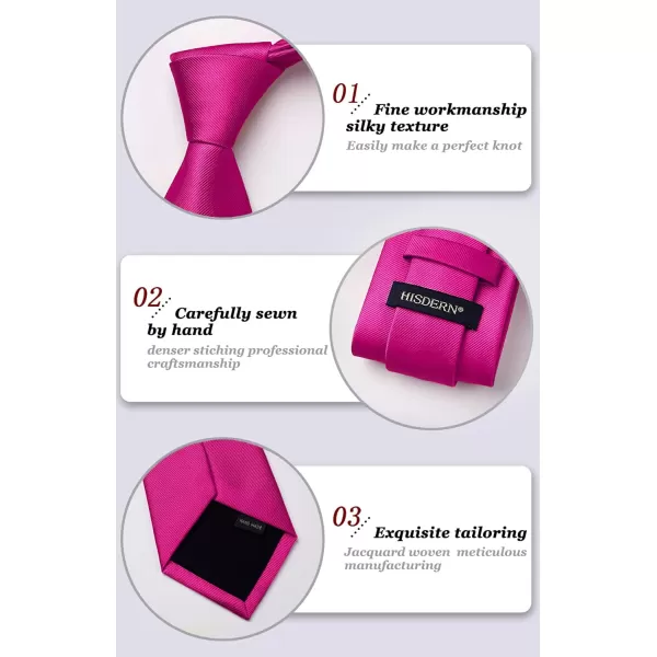 HISDERN Mens Ties Handkerchief Solid Color Ties for Men Necktie with Pocket Square Set for Classic Wedding