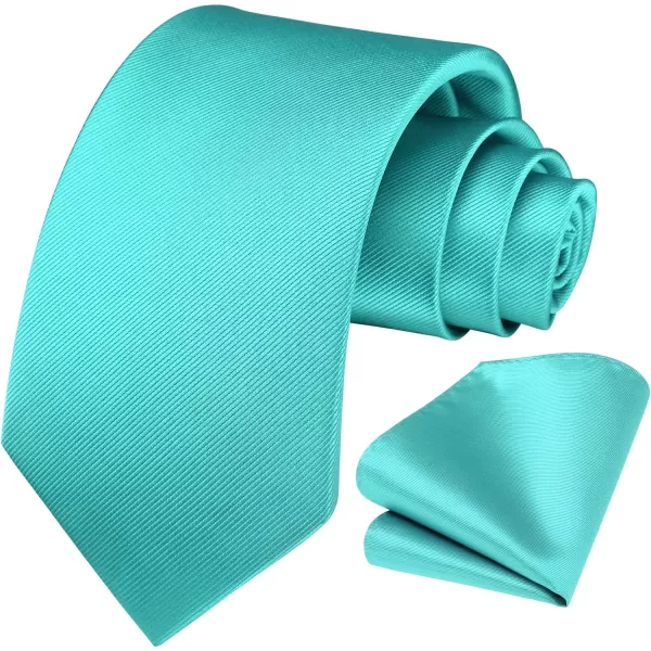HISDERN Mens Ties Handkerchief Solid Color Ties for Men Necktie with Pocket Square Set for Classic Wedding