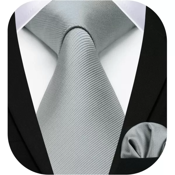 HISDERN Mens Ties Handkerchief Solid Color Ties for Men Necktie with Pocket Square Set for Classic Wedding