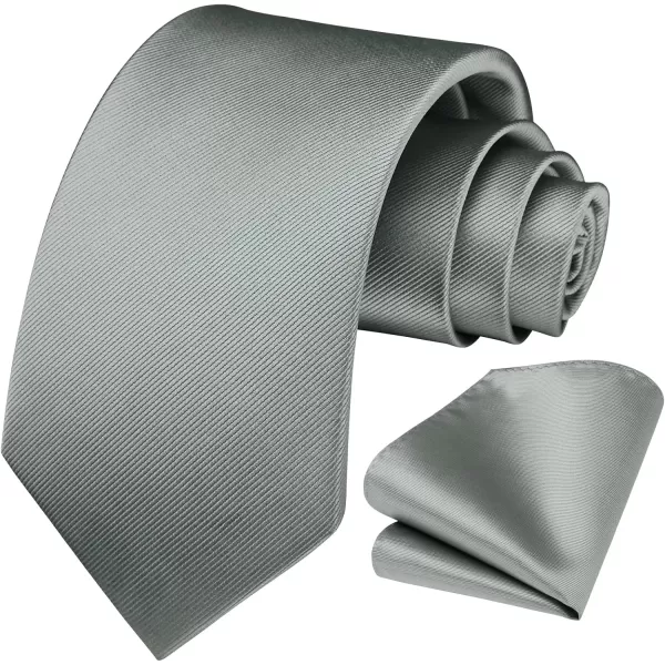 HISDERN Mens Ties Handkerchief Solid Color Ties for Men Necktie with Pocket Square Set for Classic Wedding