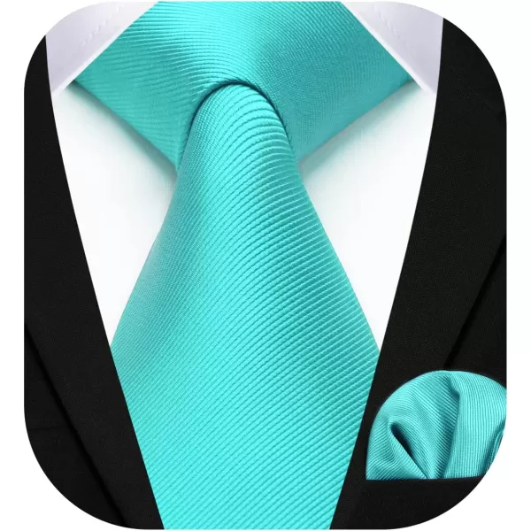 HISDERN Mens Ties Handkerchief Solid Color Ties for Men Necktie with Pocket Square Set for Classic Wedding