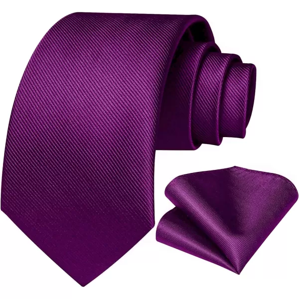 HISDERN Mens Ties Handkerchief Solid Color Ties for Men Necktie with Pocket Square Set for Classic Wedding