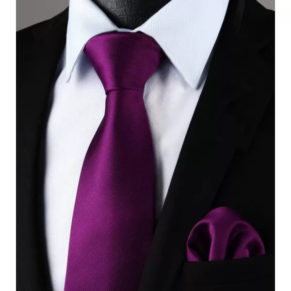 HISDERN Mens Ties Handkerchief Solid Color Ties for Men Necktie with Pocket Square Set for Classic Wedding