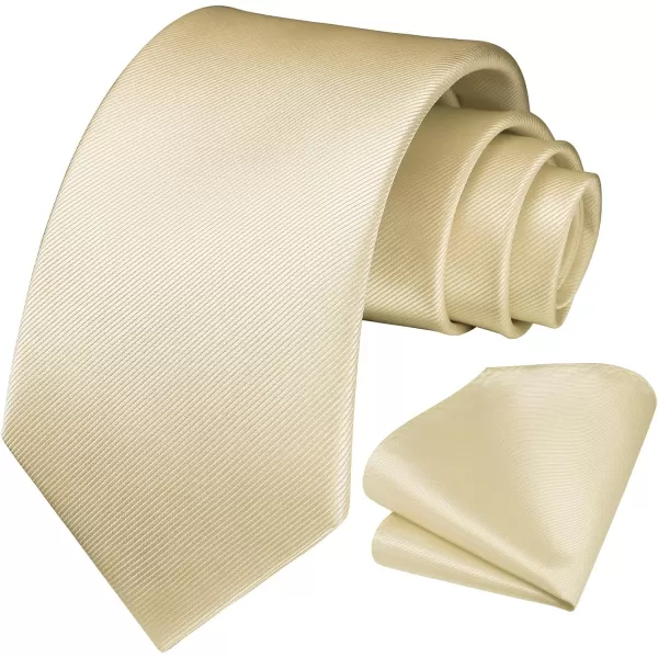 HISDERN Mens Ties Handkerchief Solid Color Ties for Men Necktie with Pocket Square Set for Classic Wedding