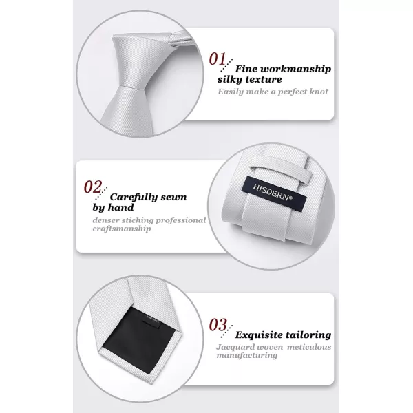 HISDERN Mens Ties Handkerchief Solid Color Ties for Men Necktie with Pocket Square Set for Classic Wedding