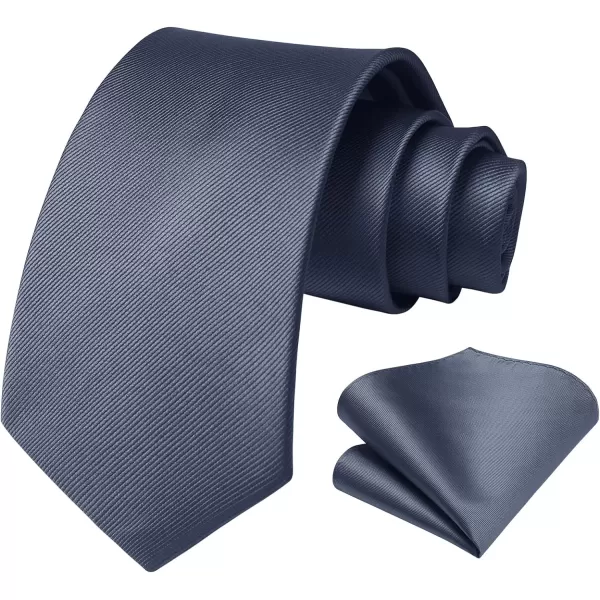 HISDERN Mens Ties Handkerchief Solid Color Ties for Men Necktie with Pocket Square Set for Classic Wedding