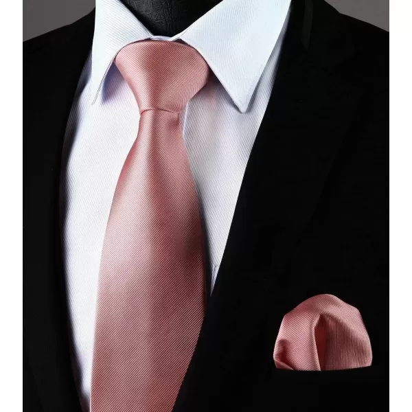 HISDERN Mens Ties Handkerchief Solid Color Ties for Men Necktie with Pocket Square Set for Classic Wedding