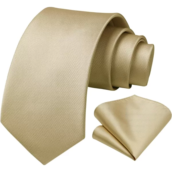 HISDERN Mens Ties Handkerchief Solid Color Ties for Men Necktie with Pocket Square Set for Classic Wedding