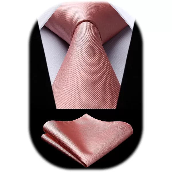 HISDERN Mens Ties Handkerchief Solid Color Ties for Men Necktie with Pocket Square Set for Classic Wedding