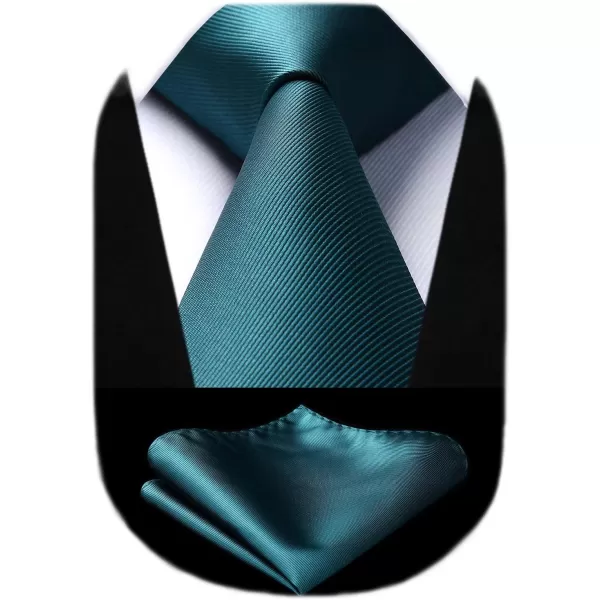 HISDERN Mens Ties Handkerchief Solid Color Ties for Men Necktie with Pocket Square Set for Classic Wedding
