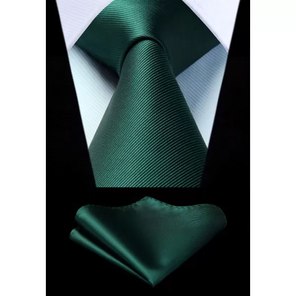 HISDERN Mens Ties Handkerchief Solid Color Ties for Men Necktie with Pocket Square Set for Classic Wedding