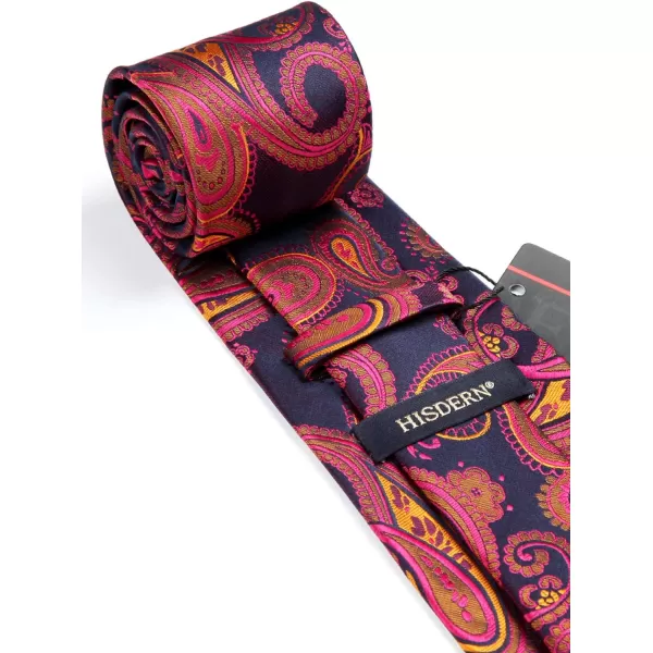 HISDERN Mens Ties Paisley Tie and Pocket Square Woven Classic Floral Mens Necktie Handkerchief Set for Wedding Party
