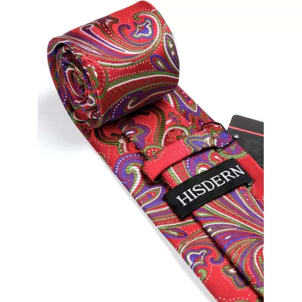 HISDERN Mens Ties Paisley Tie and Pocket Square Woven Classic Floral Mens Necktie Handkerchief Set for Wedding Party