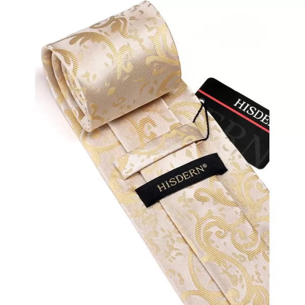 HISDERN Mens Ties Paisley Tie and Pocket Square Woven Classic Floral Mens Necktie Handkerchief Set for Wedding Party