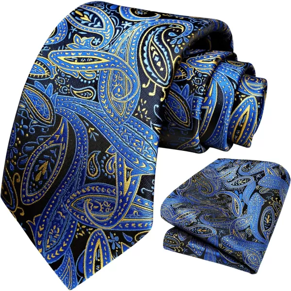 HISDERN Mens Ties Paisley Tie and Pocket Square Woven Classic Floral Mens Necktie Handkerchief Set for Wedding Party