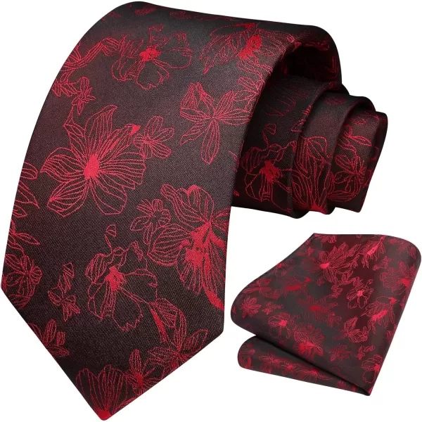 HISDERN Mens Ties Paisley Tie and Pocket Square Woven Classic Floral Mens Necktie Handkerchief Set for Wedding Party