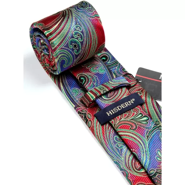 HISDERN Mens Ties Paisley Tie and Pocket Square Woven Classic Floral Mens Necktie Handkerchief Set for Wedding Party