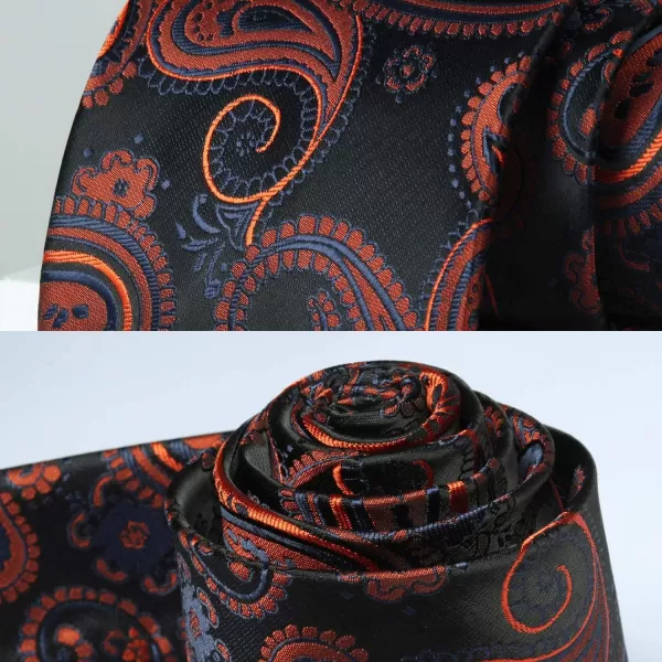 HISDERN Mens Ties Paisley Tie and Pocket Square Woven Classic Floral Mens Necktie Handkerchief Set for Wedding Party