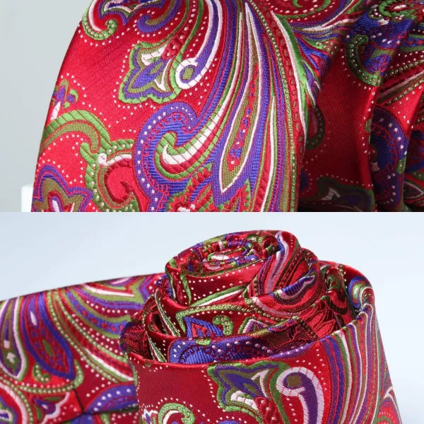 HISDERN Mens Ties Paisley Tie and Pocket Square Woven Classic Floral Mens Necktie Handkerchief Set for Wedding Party