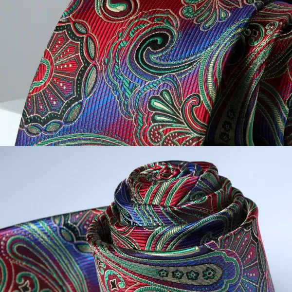 HISDERN Mens Ties Paisley Tie and Pocket Square Woven Classic Floral Mens Necktie Handkerchief Set for Wedding Party