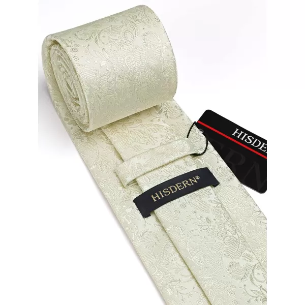 HISDERN Mens Ties Paisley Tie and Pocket Square Woven Classic Floral Mens Necktie Handkerchief Set for Wedding Party