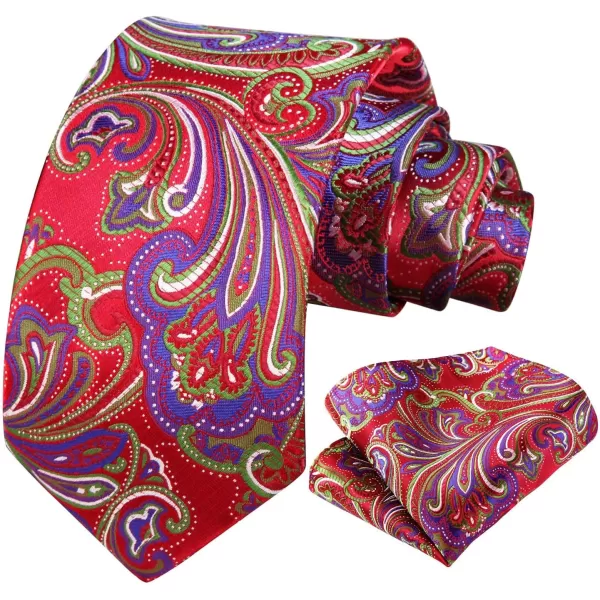 HISDERN Mens Ties Paisley Tie and Pocket Square Woven Classic Floral Mens Necktie Handkerchief Set for Wedding Party