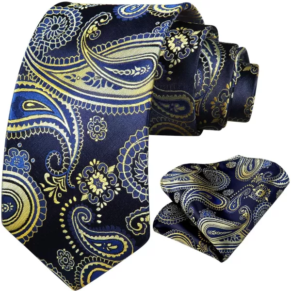 HISDERN Mens Ties Paisley Tie and Pocket Square Woven Classic Floral Mens Necktie Handkerchief Set for Wedding Party
